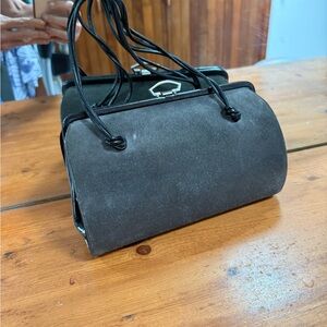Elegant Black Suede Handbag